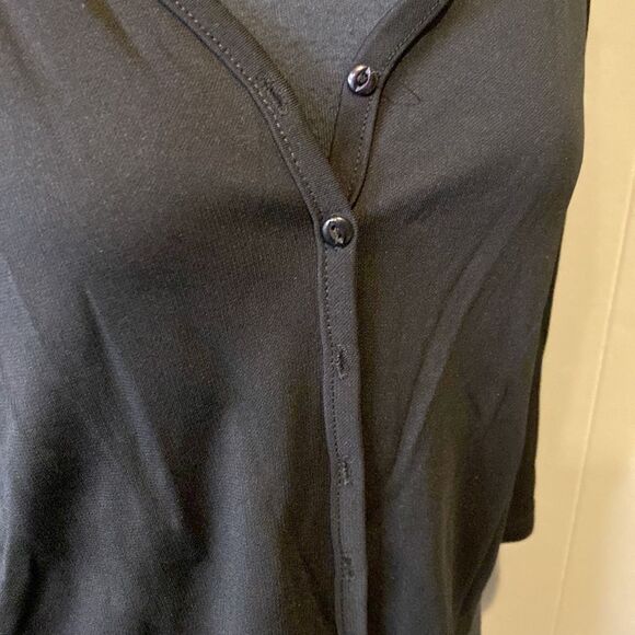 Express 3/4 Cropped Cardigan Button Down Top V Neck - Picture 2 of 5